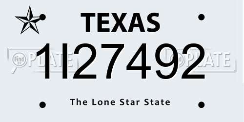 1I27492 Texas License Plate