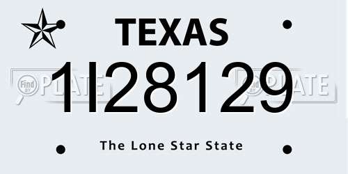 1I28129 Texas License Plate