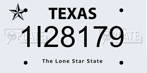 1I28179 Texas License Plate