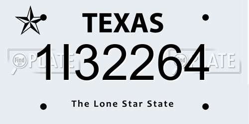 1I32264 Texas License Plate