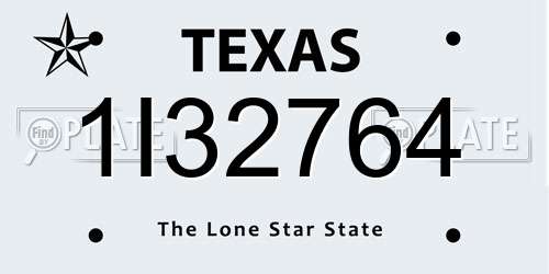 1I32764 Texas License Plate