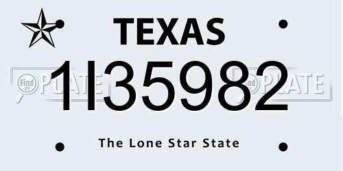 1I35982 Texas License Plate