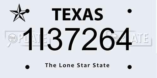 1I37264 Texas License Plate
