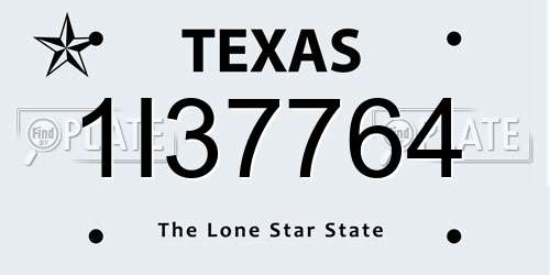 1I37764 Texas License Plate