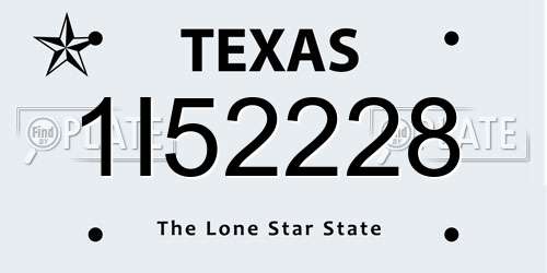 1I52228 Texas License Plate