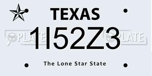 1I52Z3 Texas License Plate
