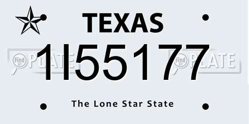 1I55177 Texas License Plate