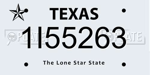 1I55263 Texas License Plate