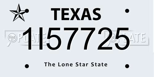 1I57725 Texas License Plate