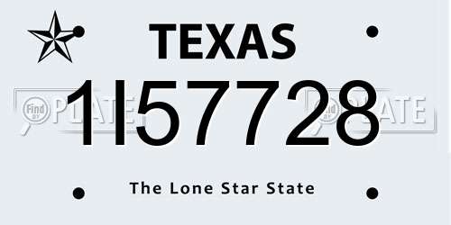 1I57728 Texas License Plate