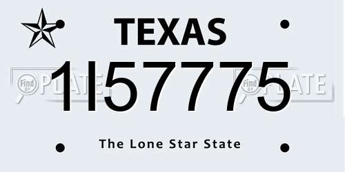 1I57775 Texas License Plate