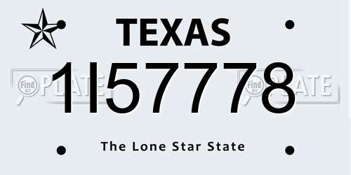 1I57778 Texas License Plate