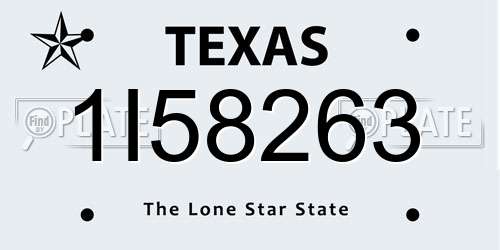 1I58263 Texas License Plate