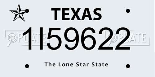 1I59622 Texas License Plate