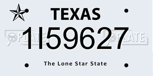 1I59627 Texas License Plate