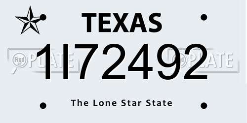 1I72492 Texas License Plate