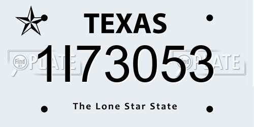 1I73053 Texas License Plate