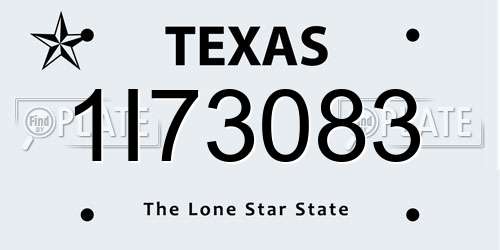 1I73083 Texas License Plate