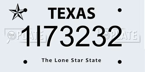 1I73232 Texas License Plate