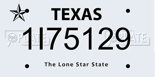 1I75129 Texas License Plate