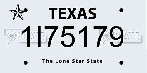 1I75179 Texas License Plate