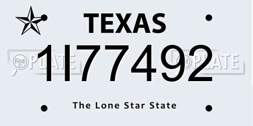1I77492 Texas License Plate