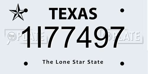 1I77497 Texas License Plate