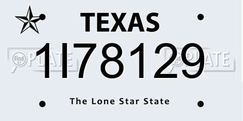1I78129 Texas License Plate