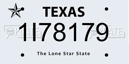 1I78179 Texas License Plate