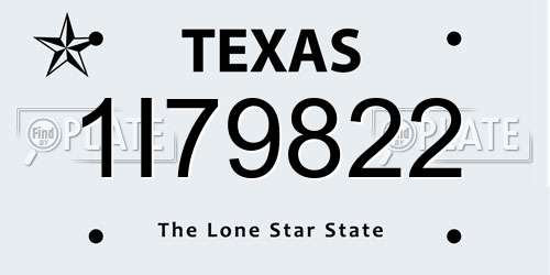 1I79822 Texas License Plate