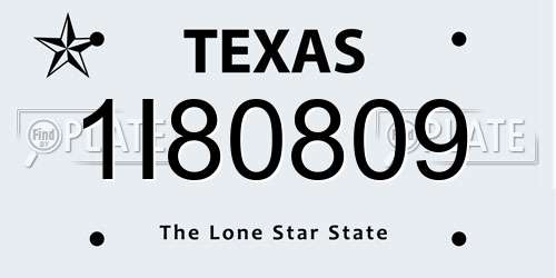 1I80809 Texas License Plate