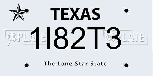 1I82T3 Texas License Plate