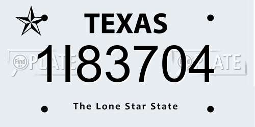 1I83704 Texas License Plate
