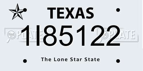 1I85122 Texas License Plate