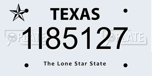 1I85127 Texas License Plate