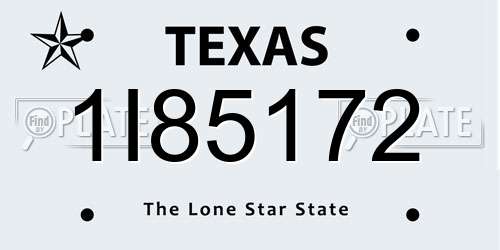1I85172 Texas License Plate
