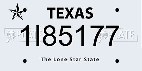 1I85177 Texas License Plate