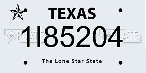 1I85204 Texas License Plate