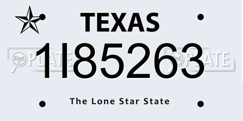 1I85263 Texas License Plate