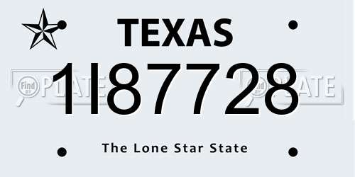 1I87728 Texas License Plate
