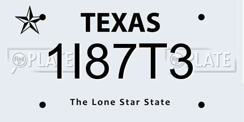 1I87T3 Texas License Plate