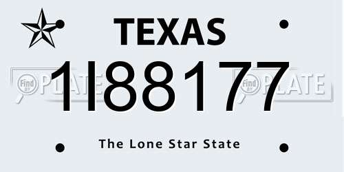 1I88177 Texas License Plate