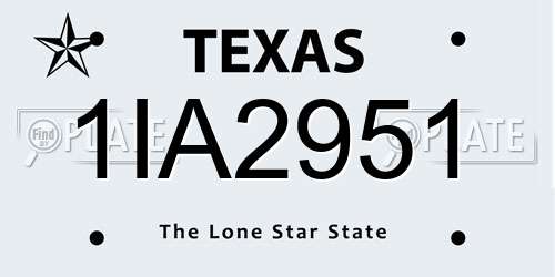1IA2951 Texas License Plate