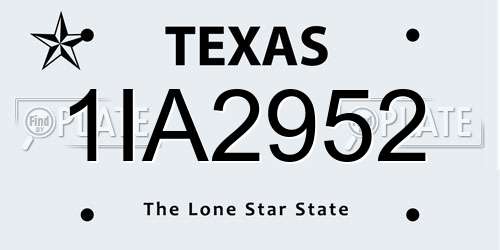 1IA2952 Texas License Plate