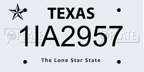 1IA2957 Texas License Plate