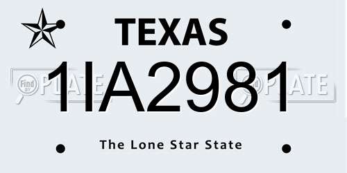 1IA2981 Texas License Plate