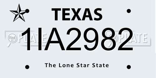1IA2982 Texas License Plate