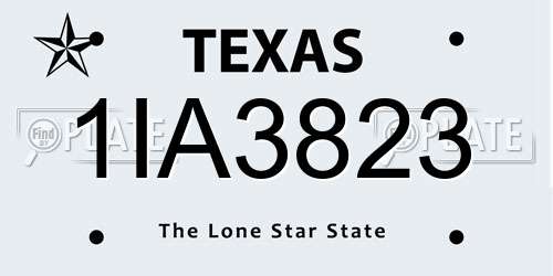 1IA3823 Texas License Plate