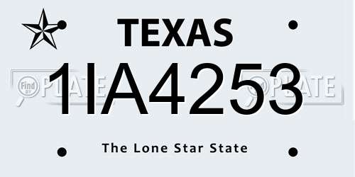 1IA4253 Texas License Plate