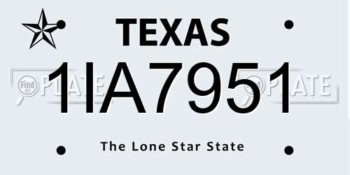 1IA7951 Texas License Plate